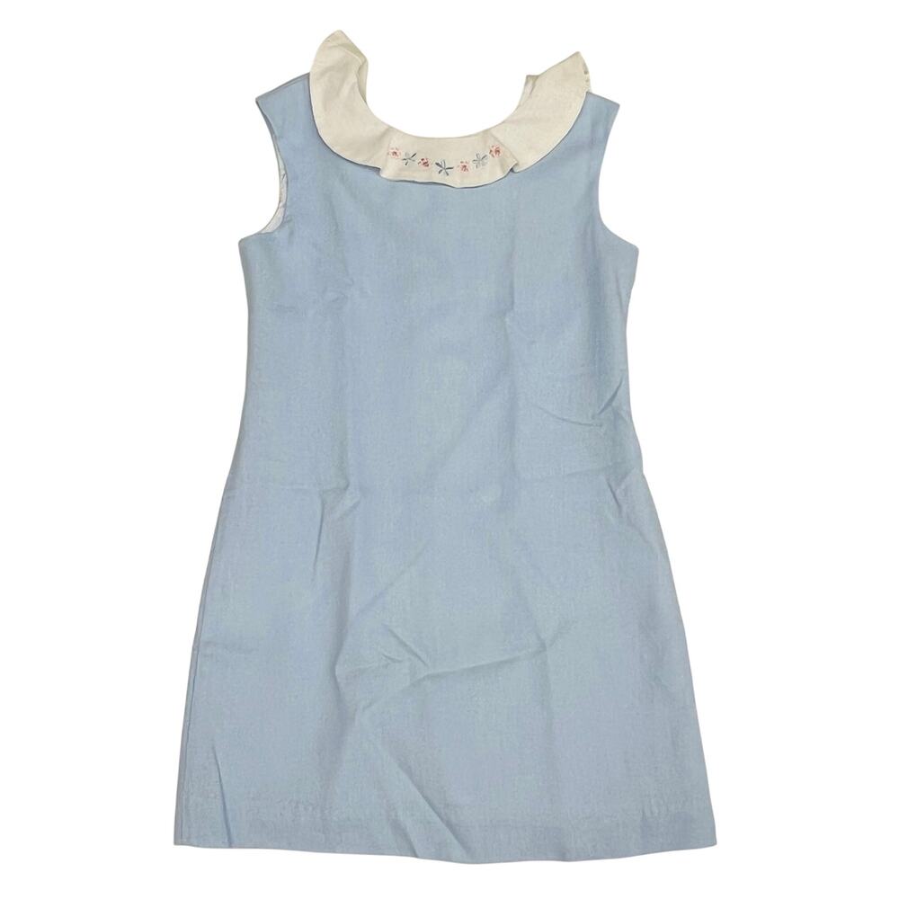 NWT Maggie Breen Too Size 12 Linen Blue V Back Dress